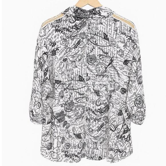 Joseph Ribkoff City Print Button Up Shirt Black & White Sz 8 Style 222173 - Picture 2 of 7